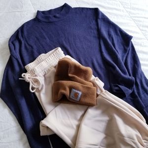 Navy Mock Neck Sweater ◇ Oversized